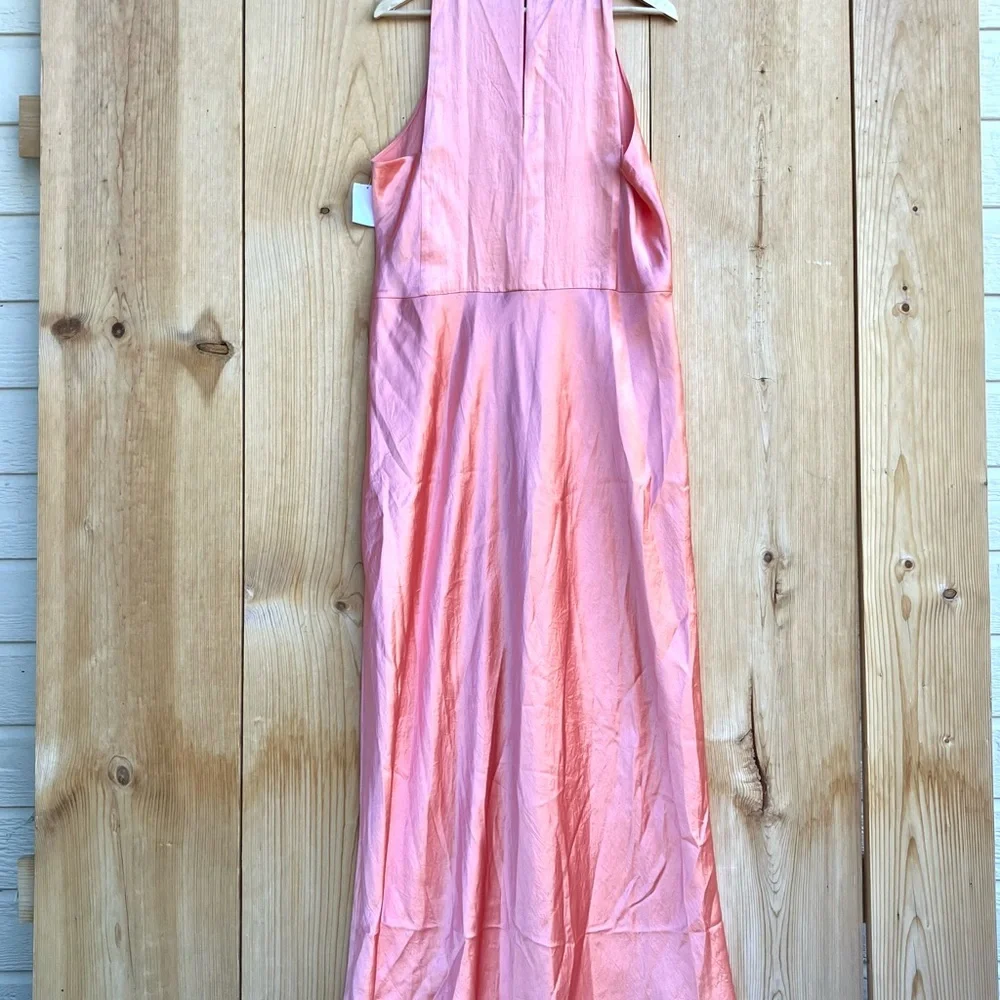 Vince NWOT Sleeveless Satin Coral Maxi Dress Sz XL - Picture 6 of 8